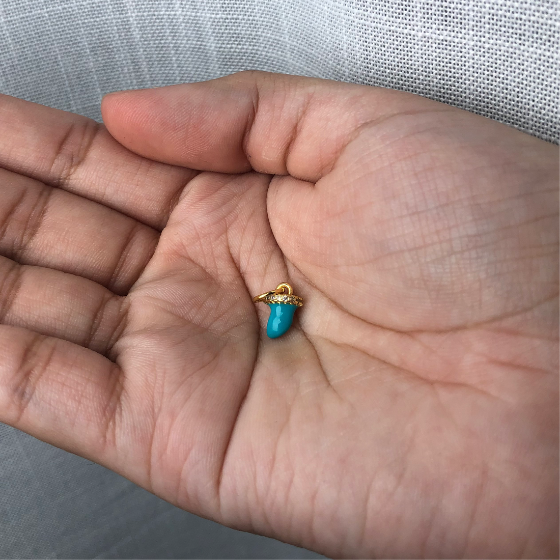 Mini Enamel Turquoise Pavé Horn