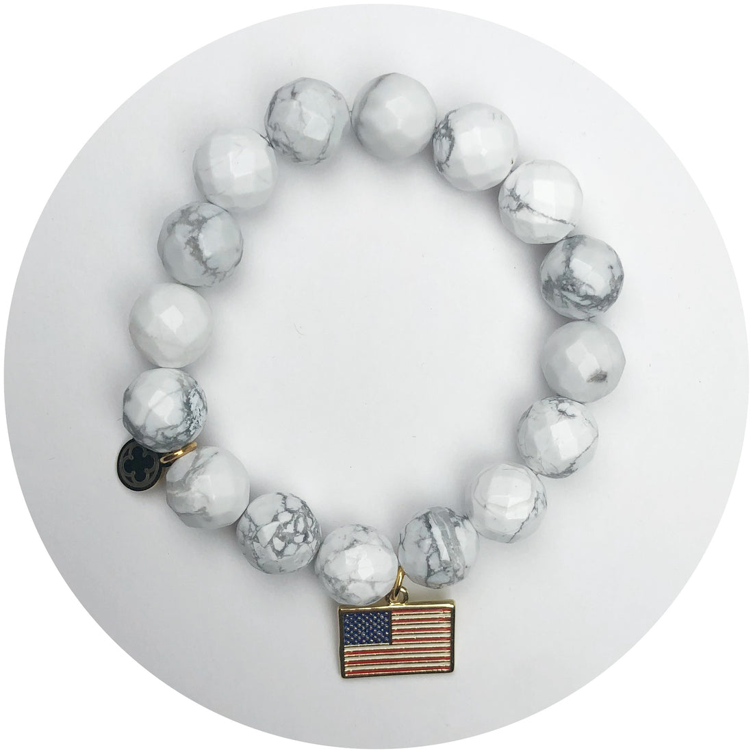 White Howlite with Pavé American Flag