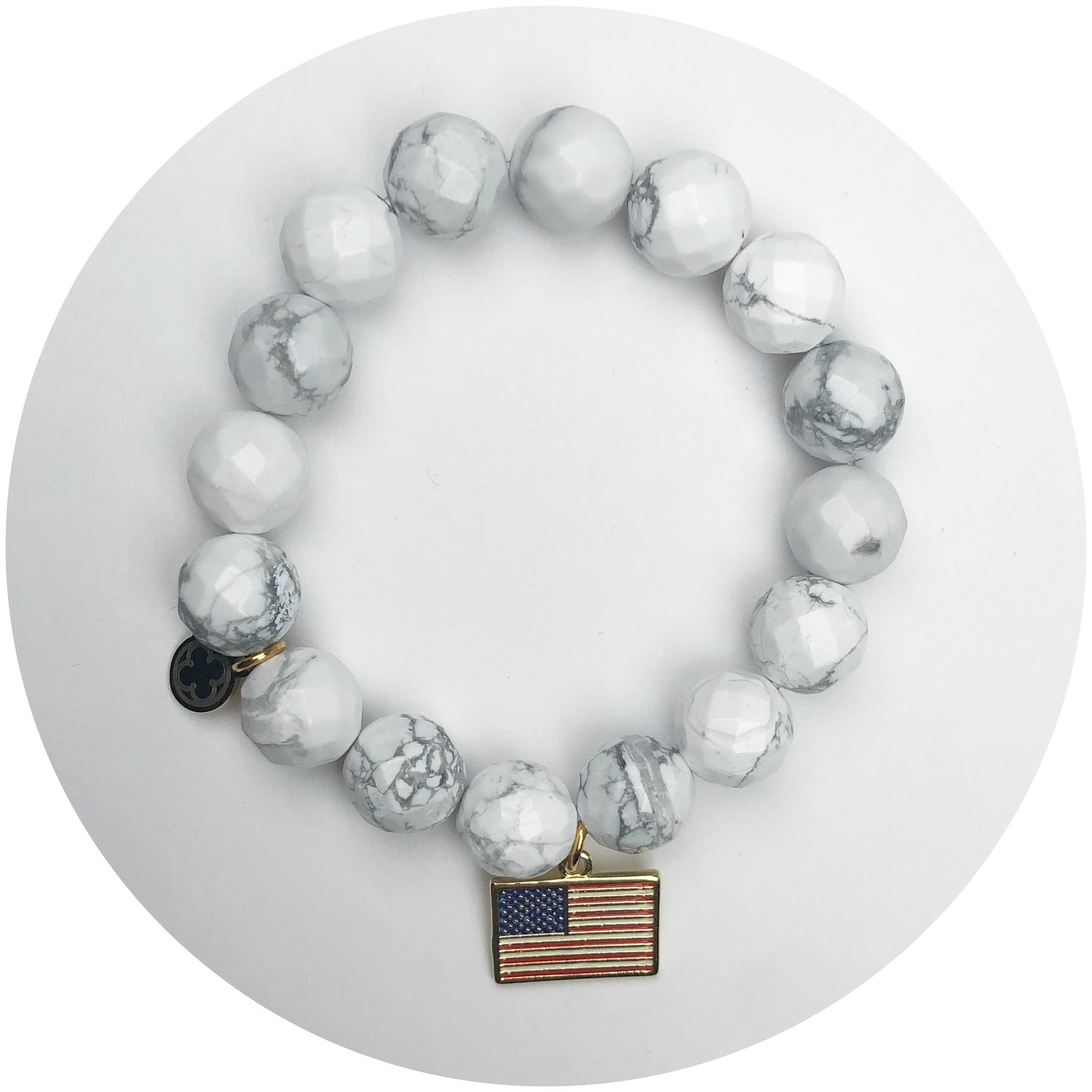 White Howlite with Pavé American Flag