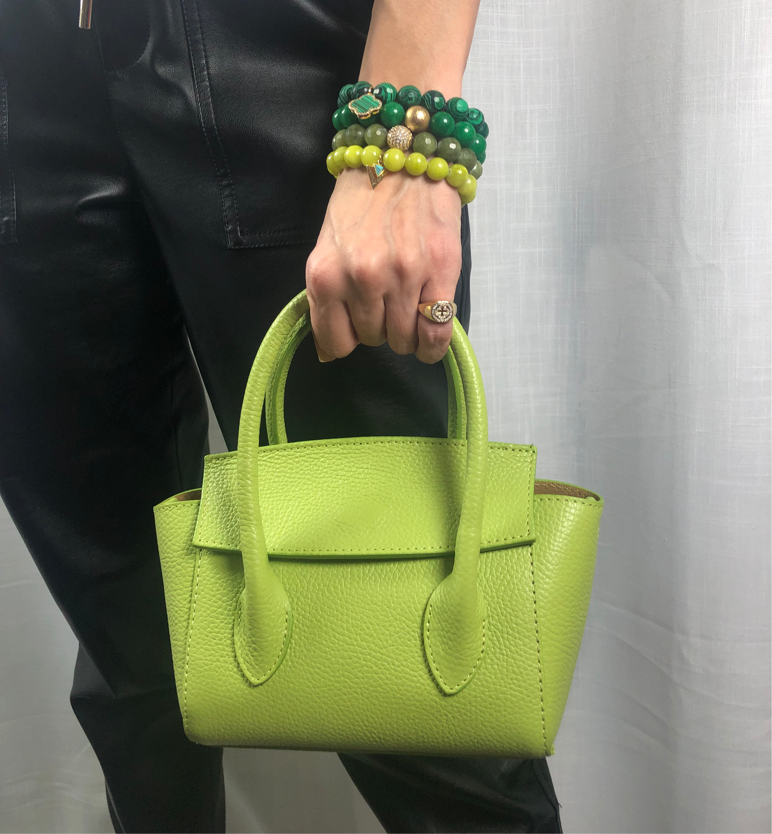 Martina Apple Green Leather Handbag