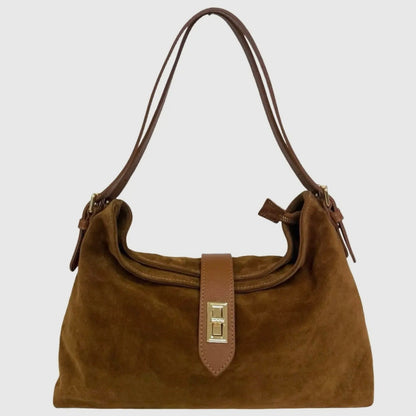 Sarina Caramel Suede Shoulder Bag