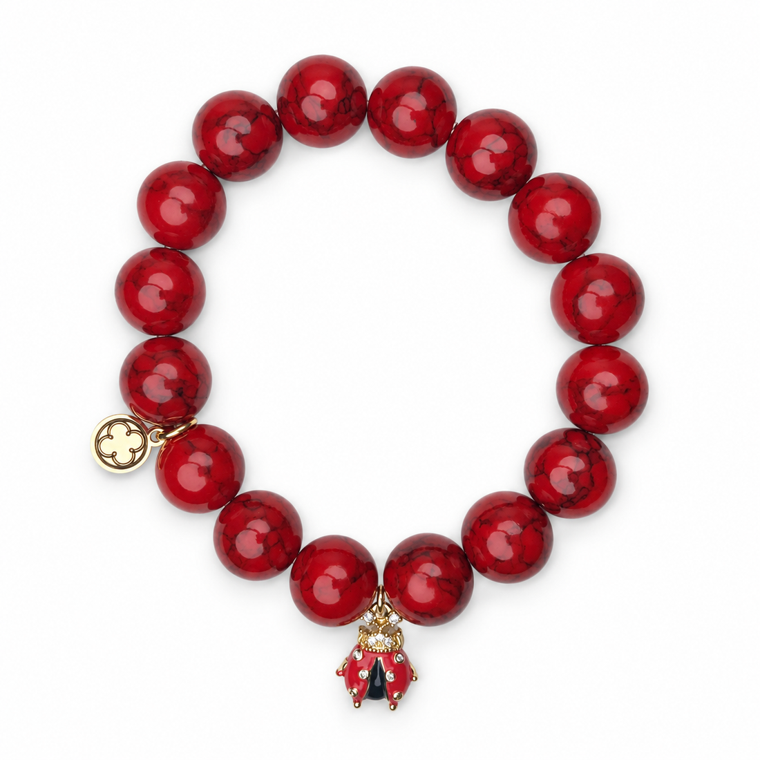 Red Howlite with Pavé Lady Bug Pendant — Oriana LaMarca