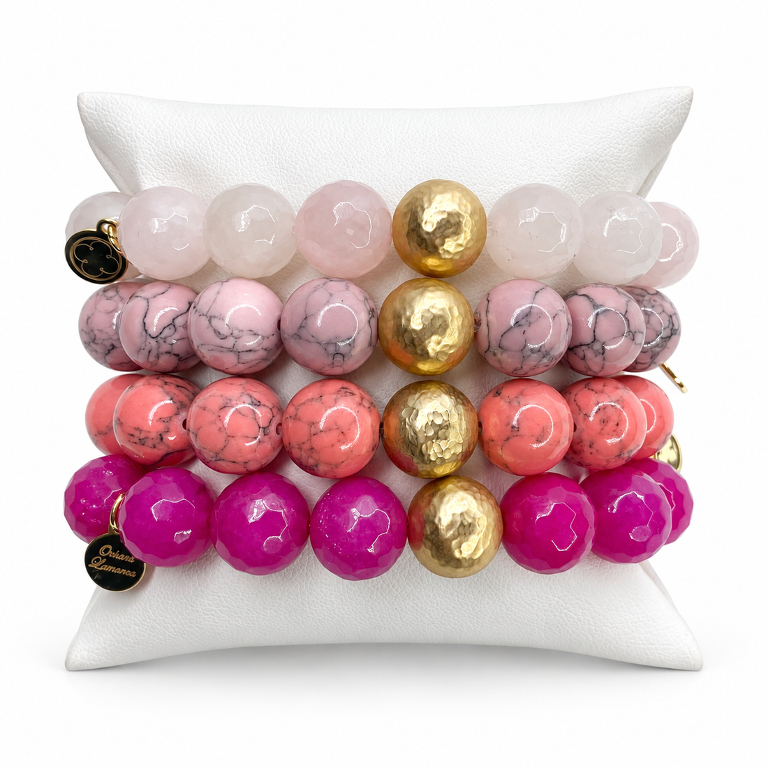 Pretty in Pink Armparty on white studio background