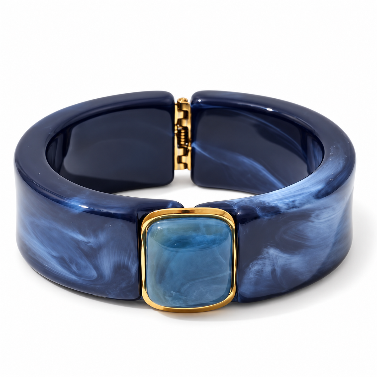 Valentina Neptune Blue Hinged Bangle on a white background