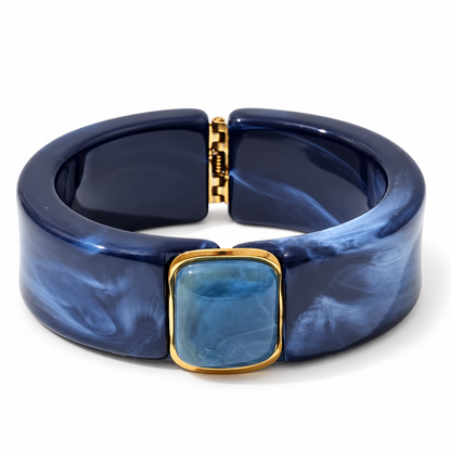 Valentina Neptune Blue Hinged Bangle on a white background