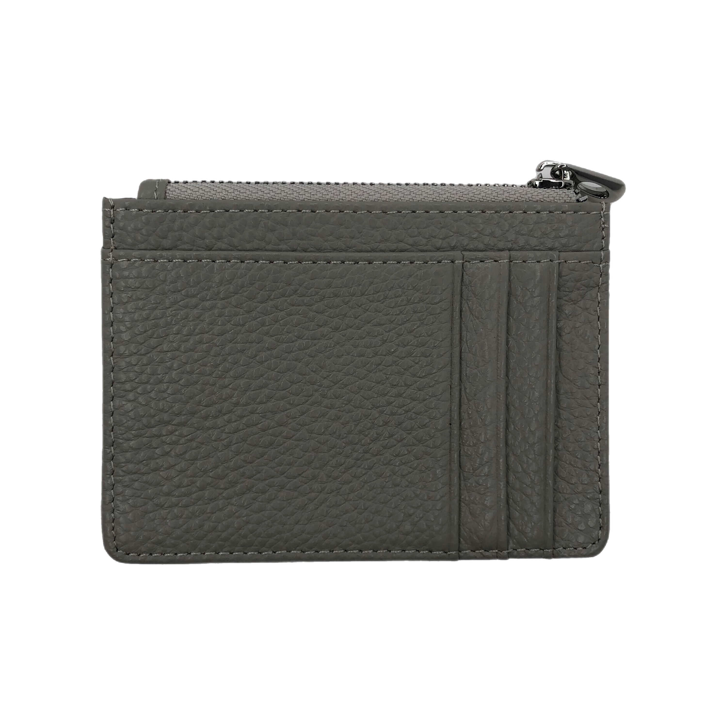 Grey Leather Zip Wallet