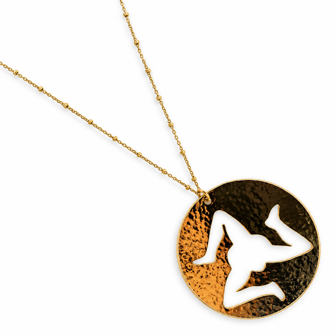 Sicilian Trinacria Large Round Cutout Necklace studio photo