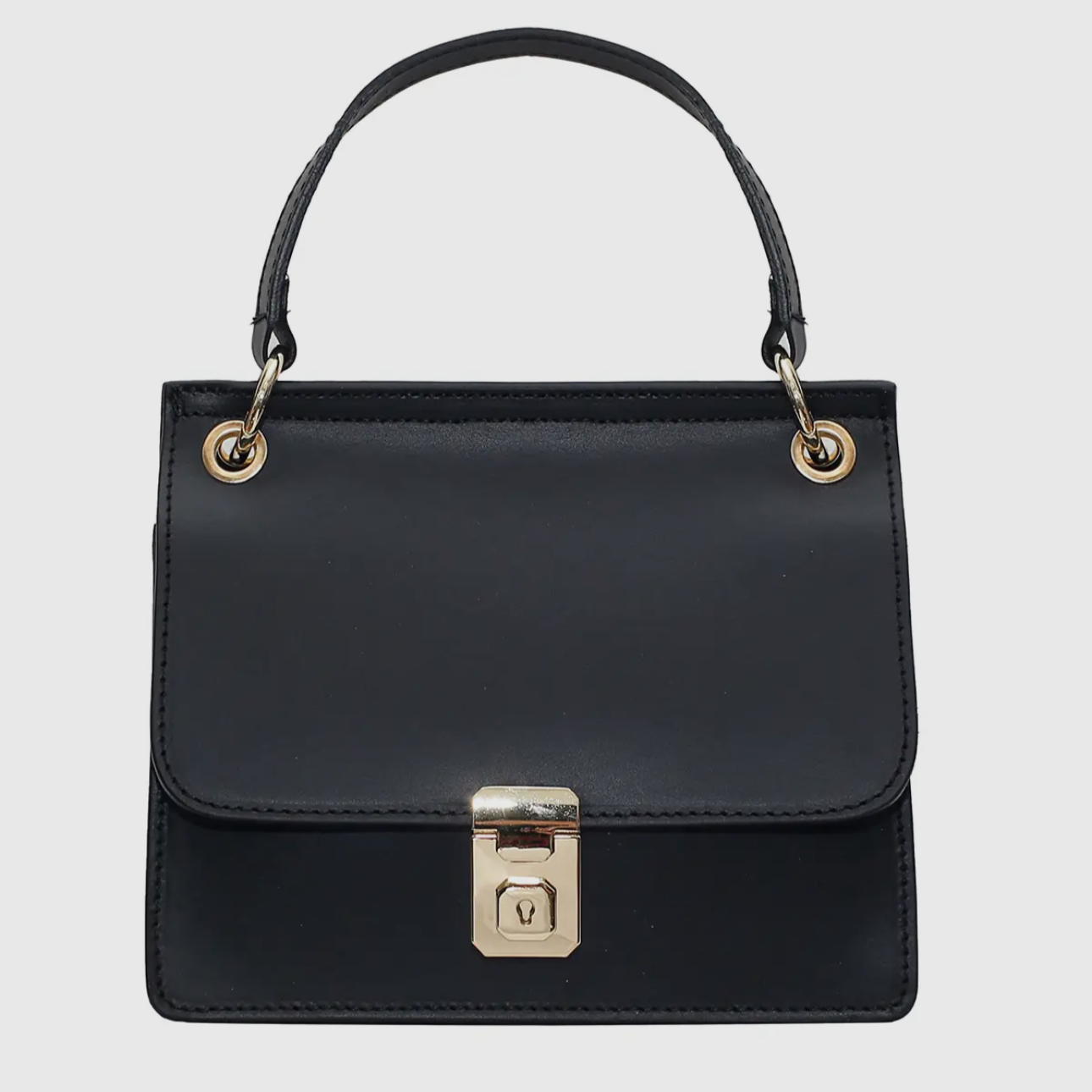 Patrizia Black Leather Bag with Crossbody Strap