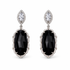 Camille Black Drop Silver Earring on a white background