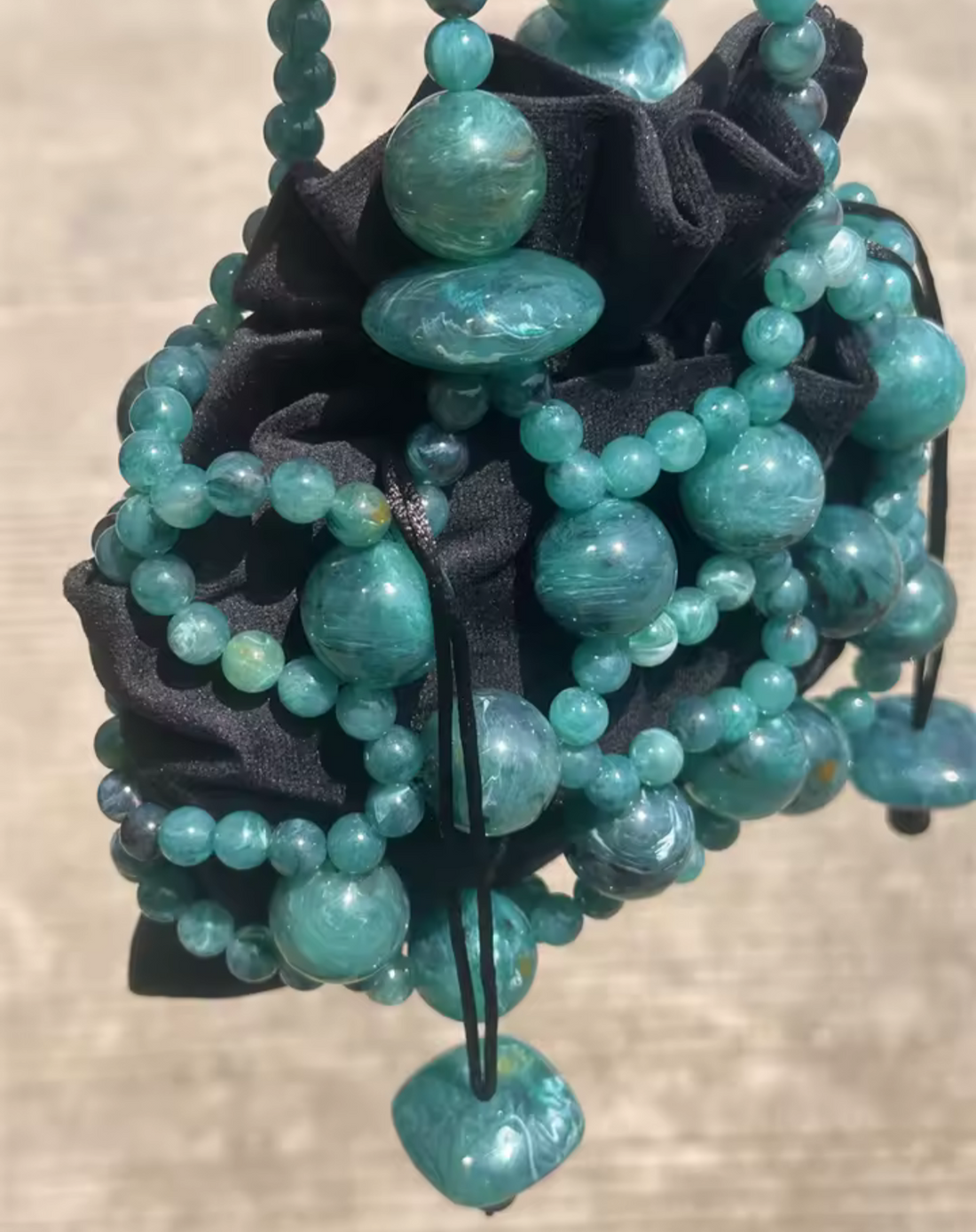 Gemma Green Turquoise Acrylic Beaded Tote