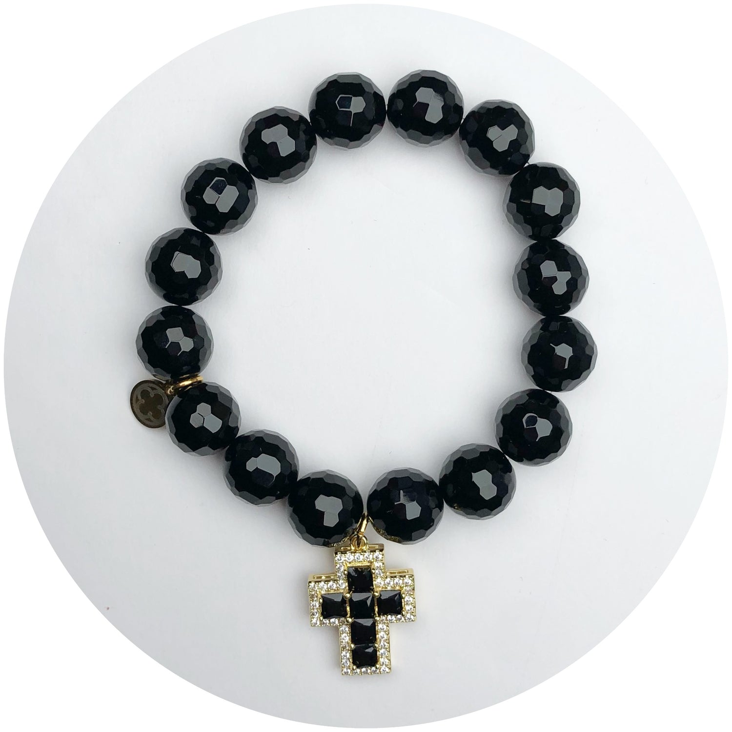 Black Onyx with Black Pavé Mini Cross