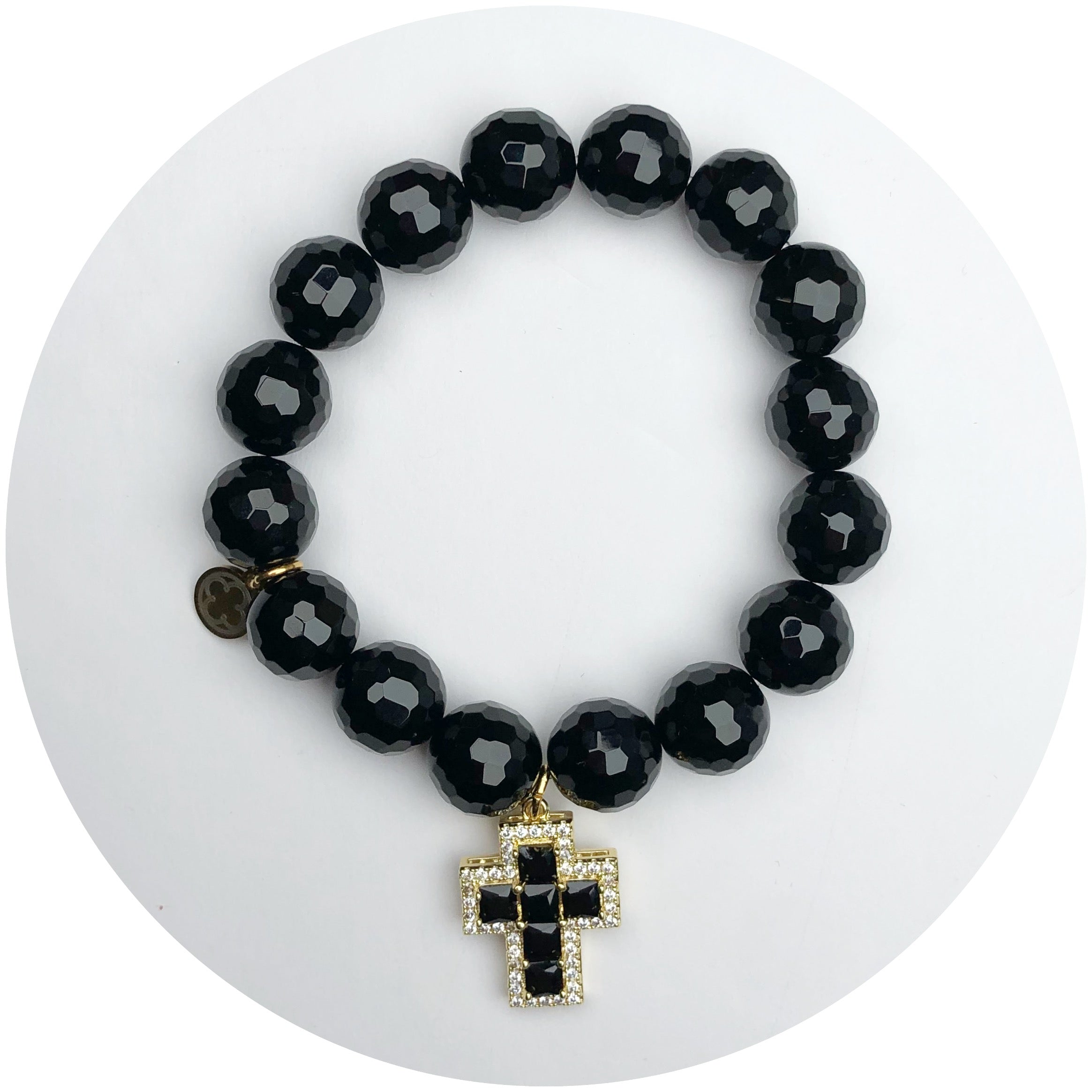 Black Onyx with Black Pavé Mini Cross