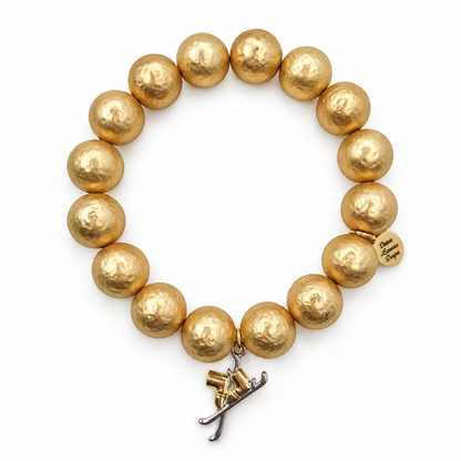 Hammered 22k Gold Plated Brass with Ski Blades Pendant — Oriana LaMarca