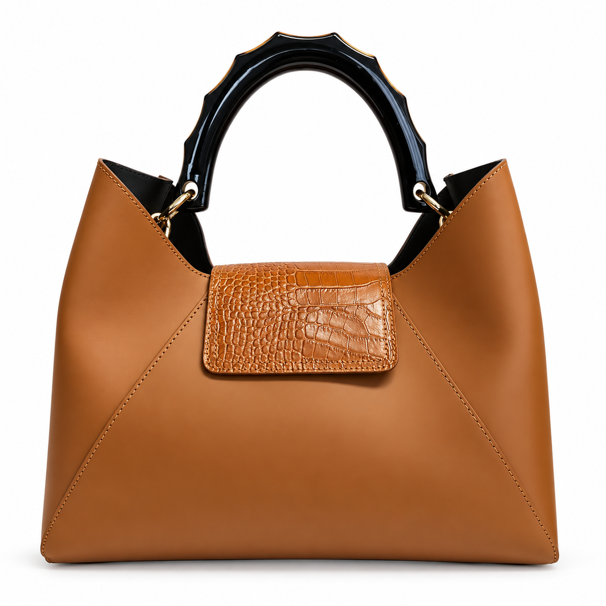 Gaia Italian Leather Naturale Handbag studio photo