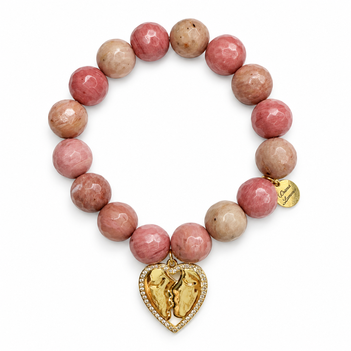 Rhodonite with Pavé Lover Faces Pendant — Oriana LaMarca