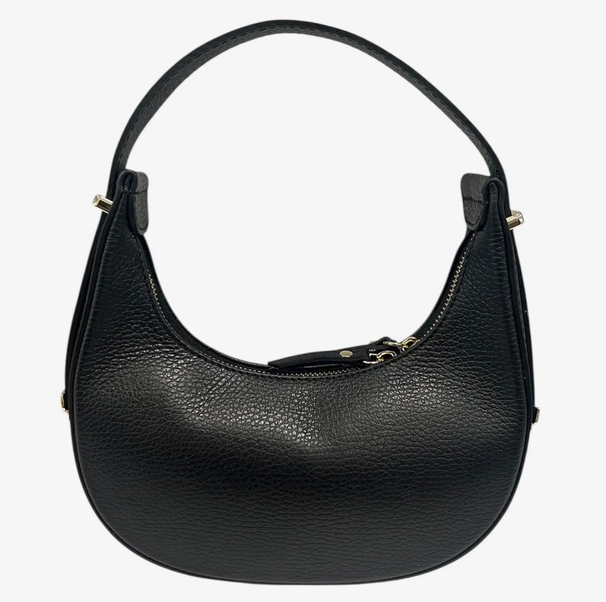 Mezza Luna Black Leather Handbag