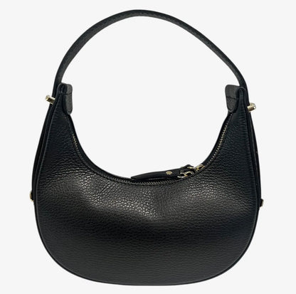 Mezza Luna Black Leather Handbag