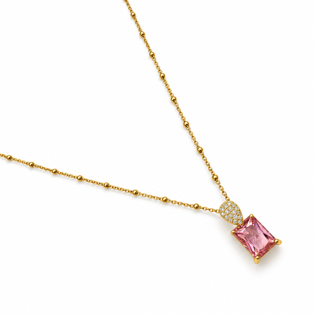 Pink Baguette Necklace studio photo