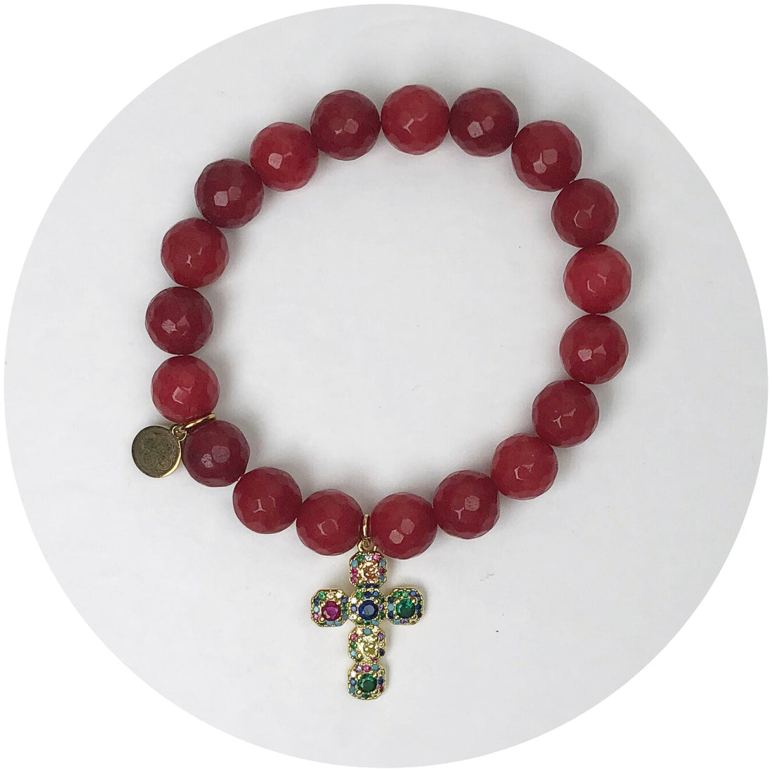 Marsala Jade with Rainbow Baguette Cross