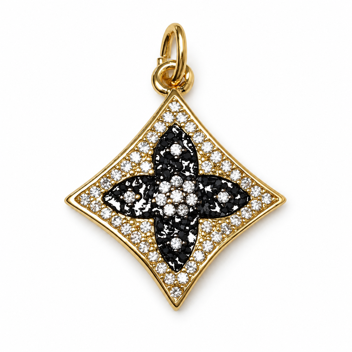 Harlequin Gold Clover Pendant on a white background