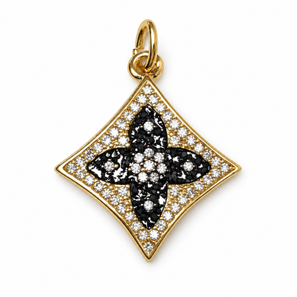 Harlequin Gold Clover Pendant on a white background