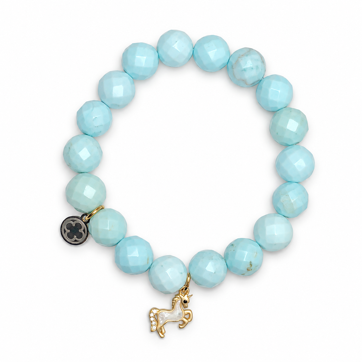 Light Turquoise Magnesite with Gold Pavé Opal Unicorn Pendant — Oriana LaMarca