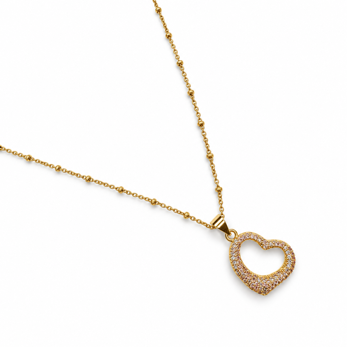 Pavé Bubble Heart Necklace studio photo