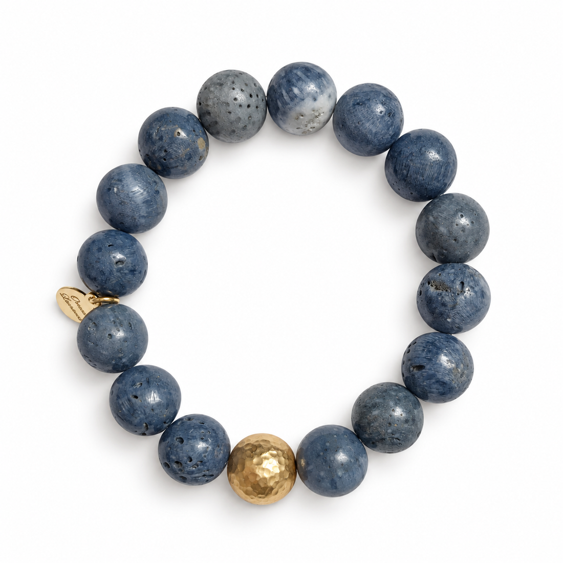 Blue Sponge Coral with Hammered Gold Accent — Oriana LaMarca