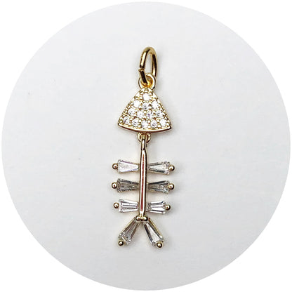 Pavé Gold Fishbone Pendant