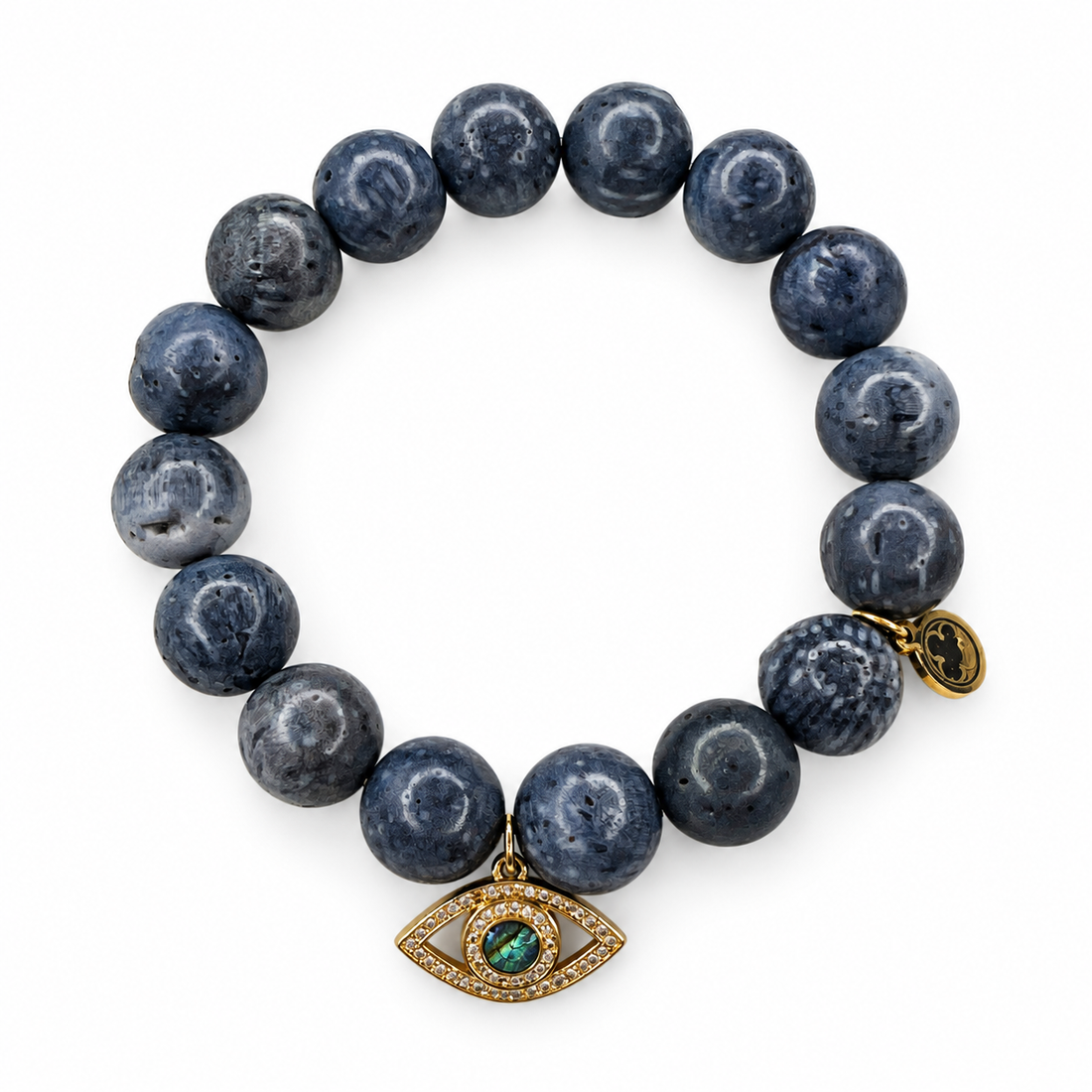 Blue Sponge Coral with Abalone Eye Pendant — Oriana LaMarca