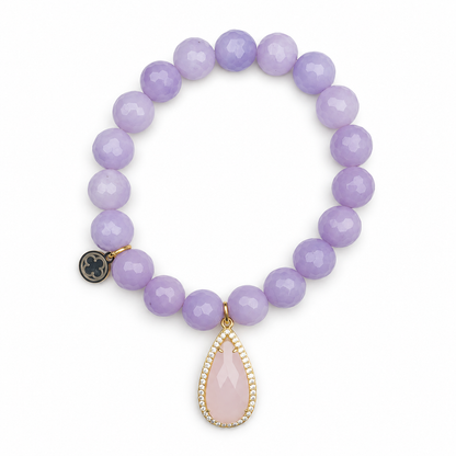 Lavender Jade with Pavé Pink Crystal Point Pendant on white studio background