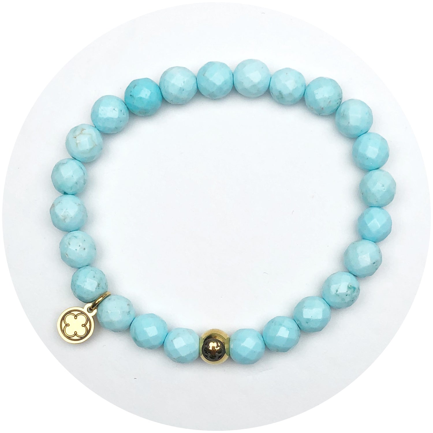 Mens Light Turquoise Magnesite with Gold Accent