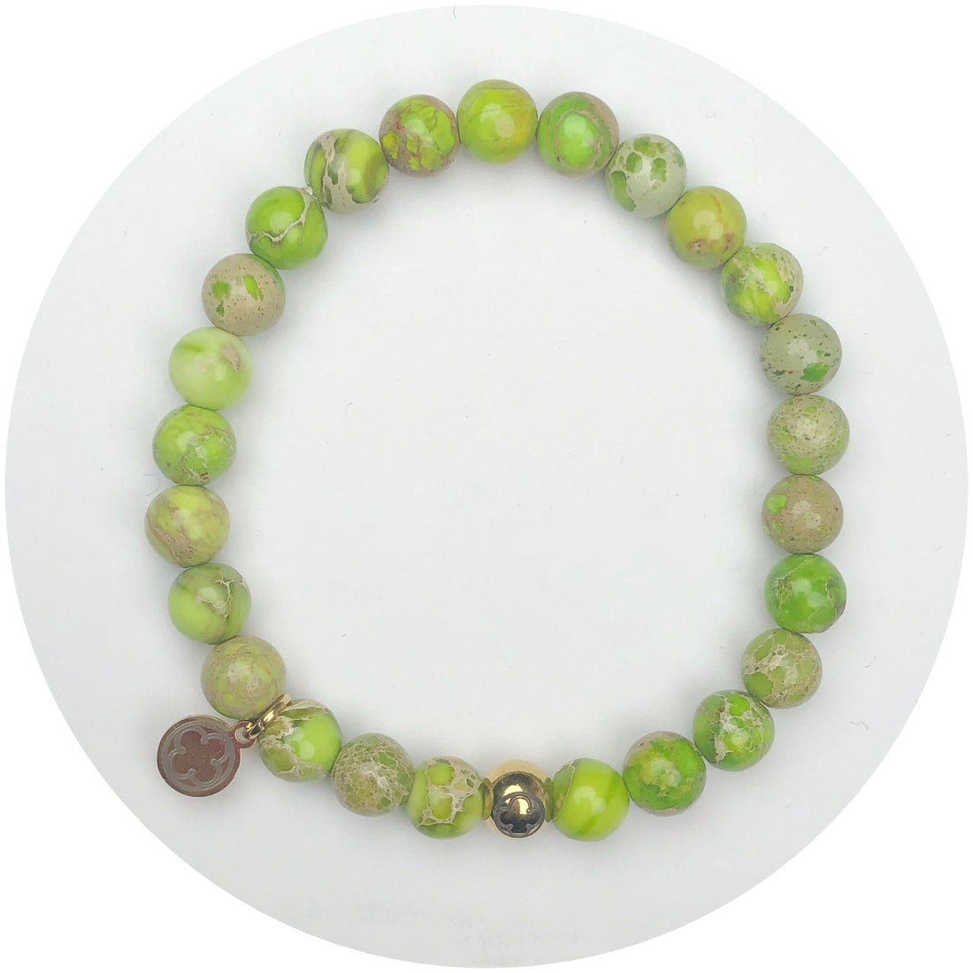 Mens Green Imperial Jasper with Gold Accent