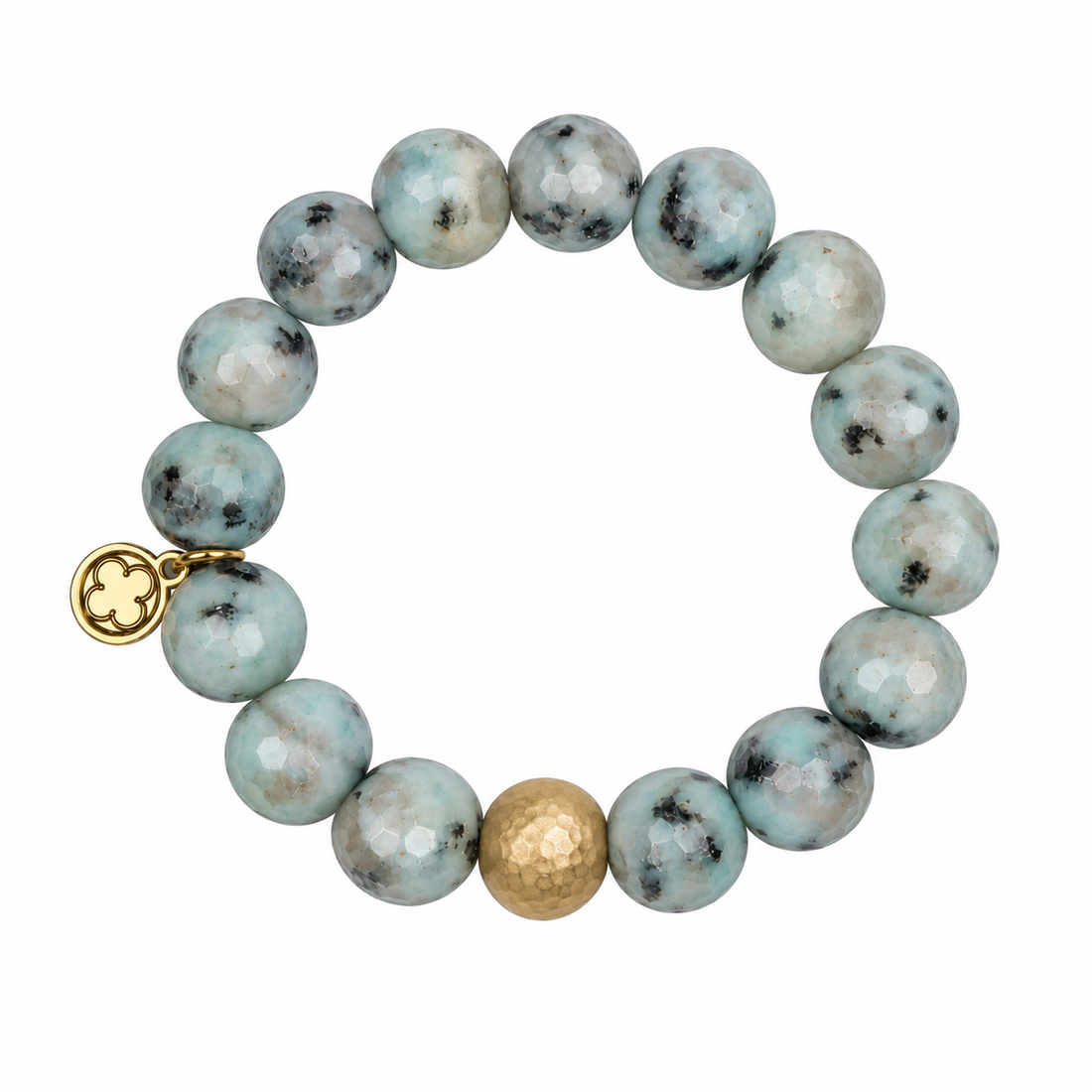 Kiwi Jasper with Hammered Gold Accent