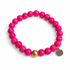 Hot Pink Howlite with Hammered Gold Accent on white studio background