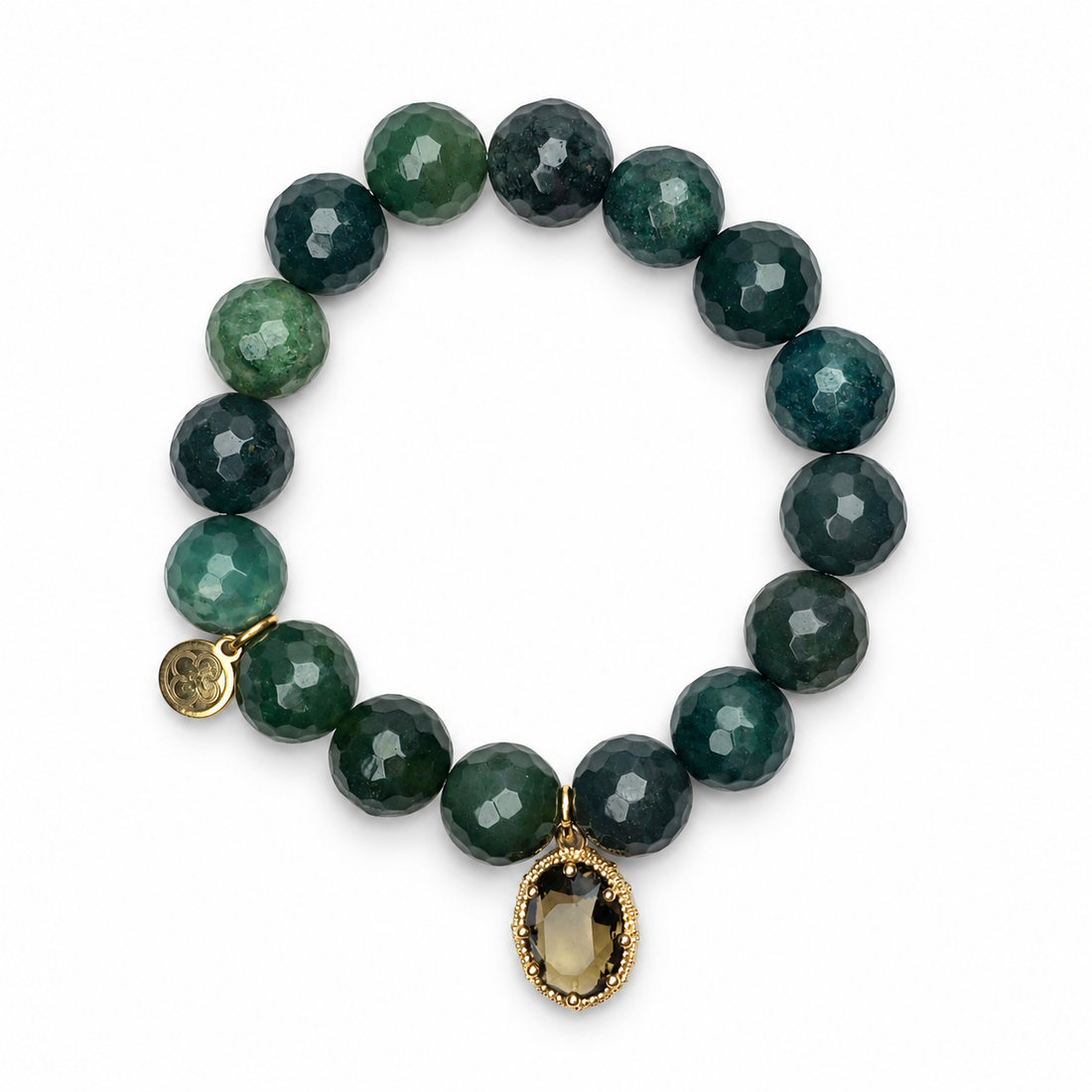 Moss Green Jade with Pavé Topaz Glass Teardrop — Oriana LaMarca
