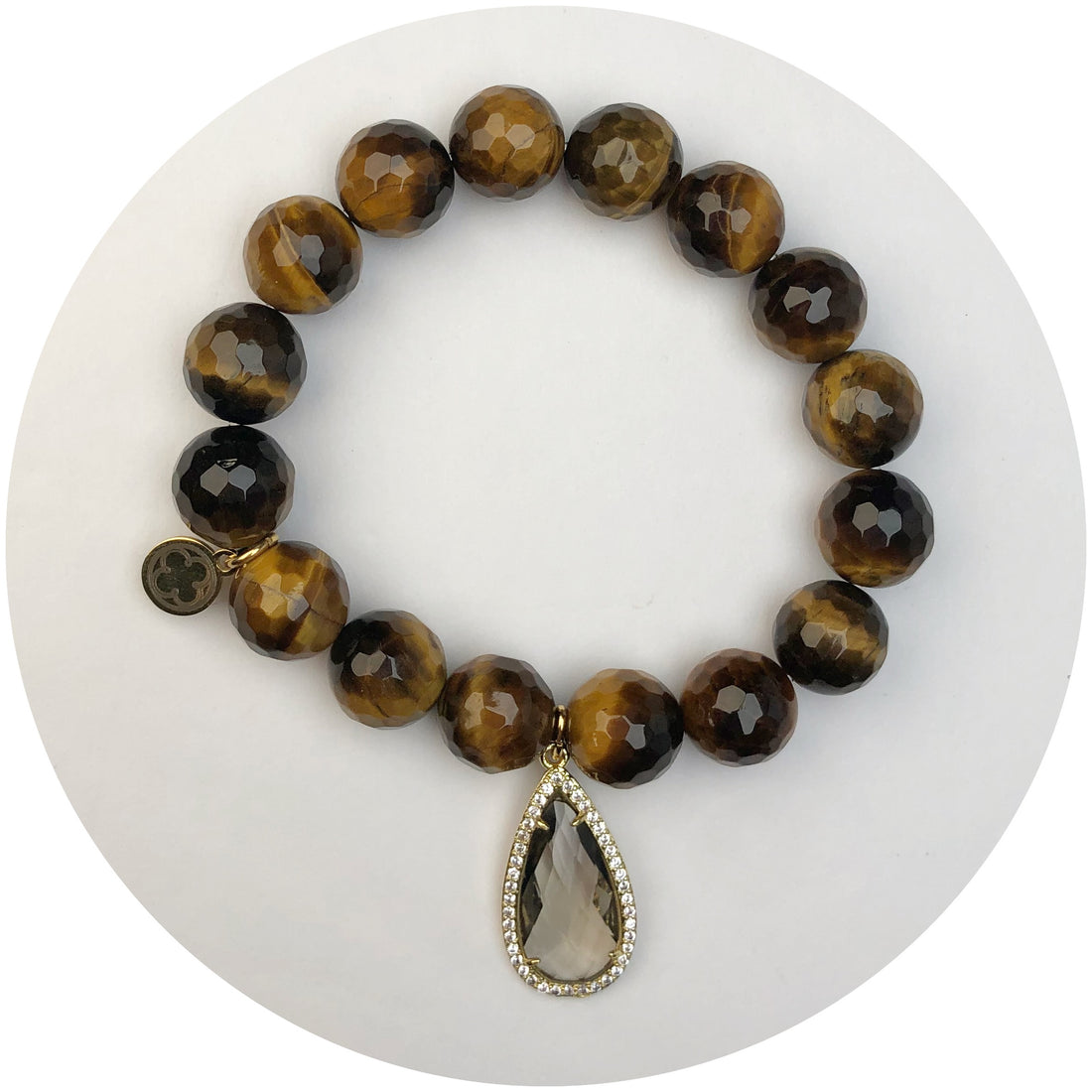 Tiger Eye with Pavé Topaz Crystal Point Pendant