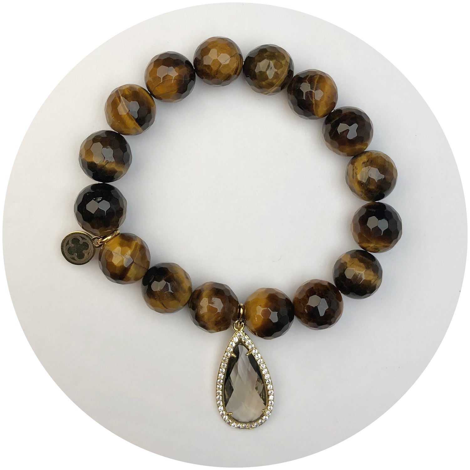 Tiger Eye with Pavé Topaz Crystal Point Pendant