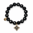 Black Onyx with Pavé Harlequin Gold Clover Pendant on white studio background