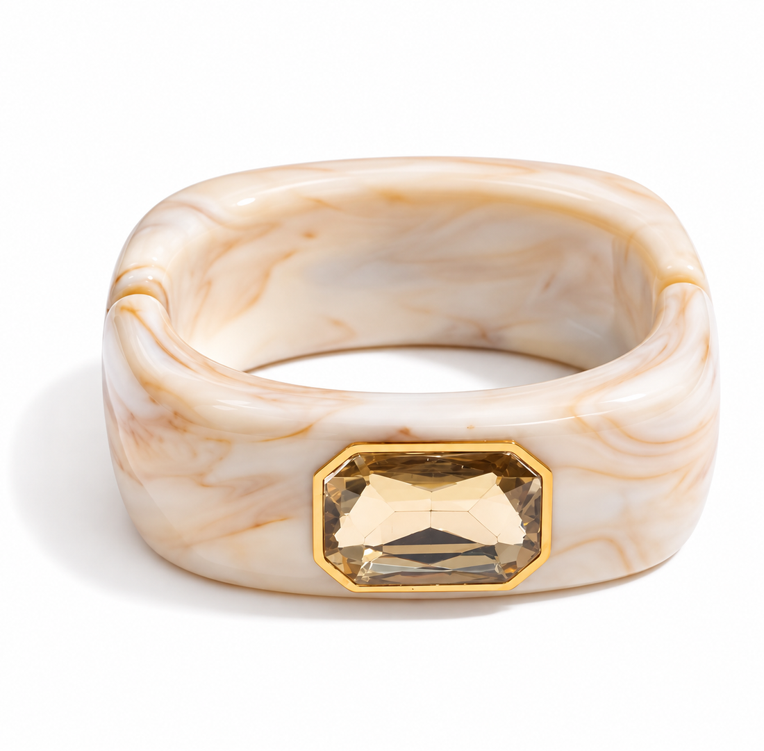 Isabella  Champagne Acrylic Bangle on a clean studio background