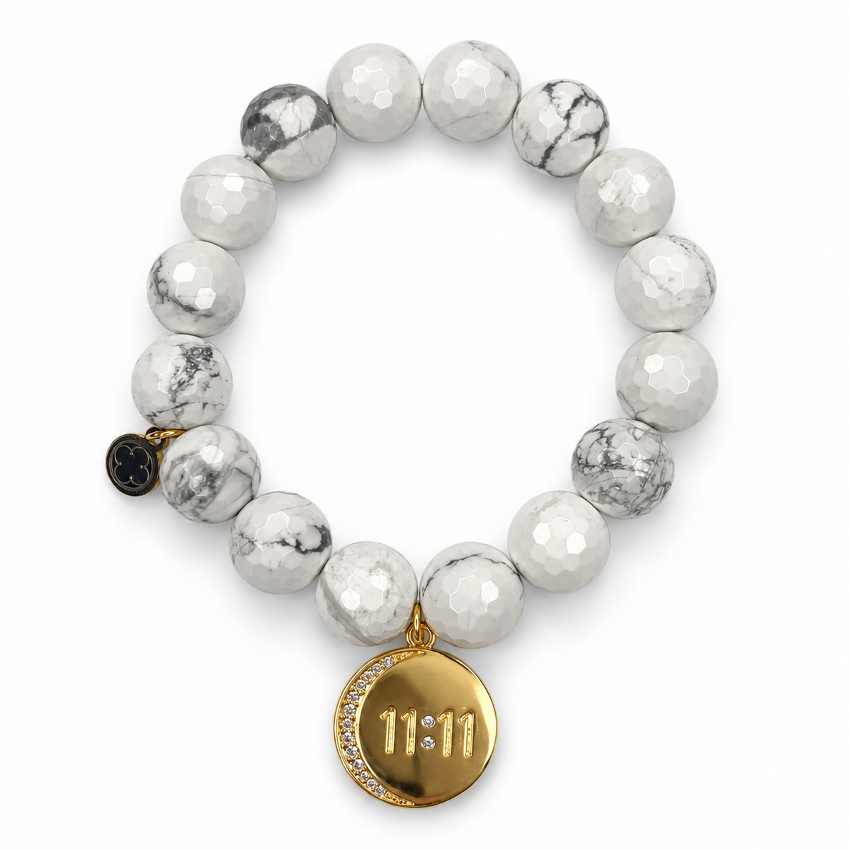 White Howlite with Pavé 11:11 Pendant on white studio background