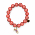 Coral Pink Howlite with Pavé Bunny on white studio background