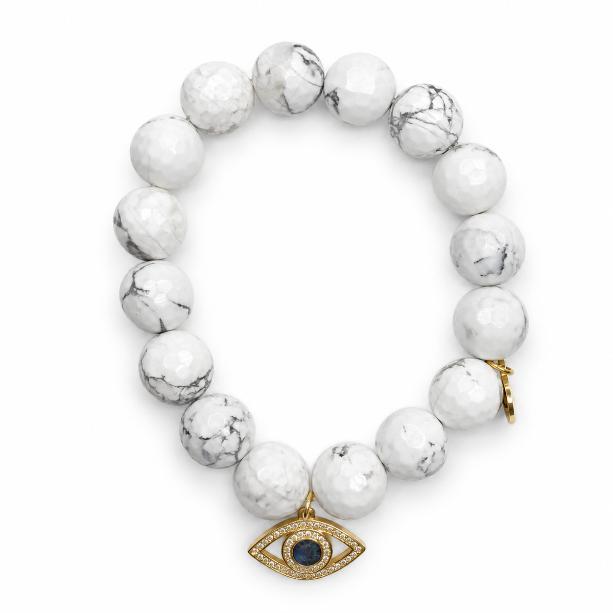 White Howlite with Abalone Evil Eye Pendant - Oriana LaMarca Designs
