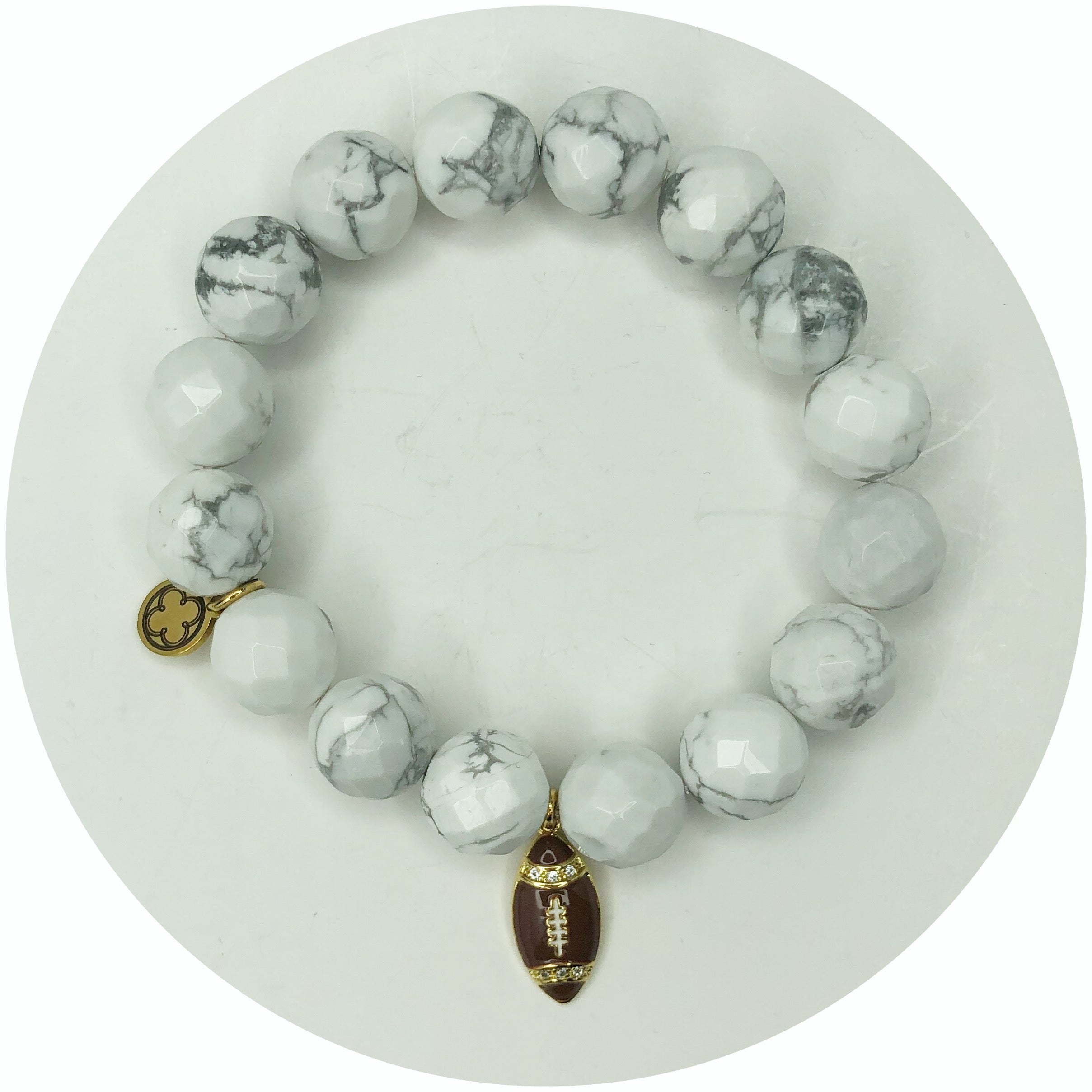 White Howlite with Pavé Football