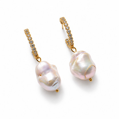 Baronessa Baroque Pearl Hoops studio photo