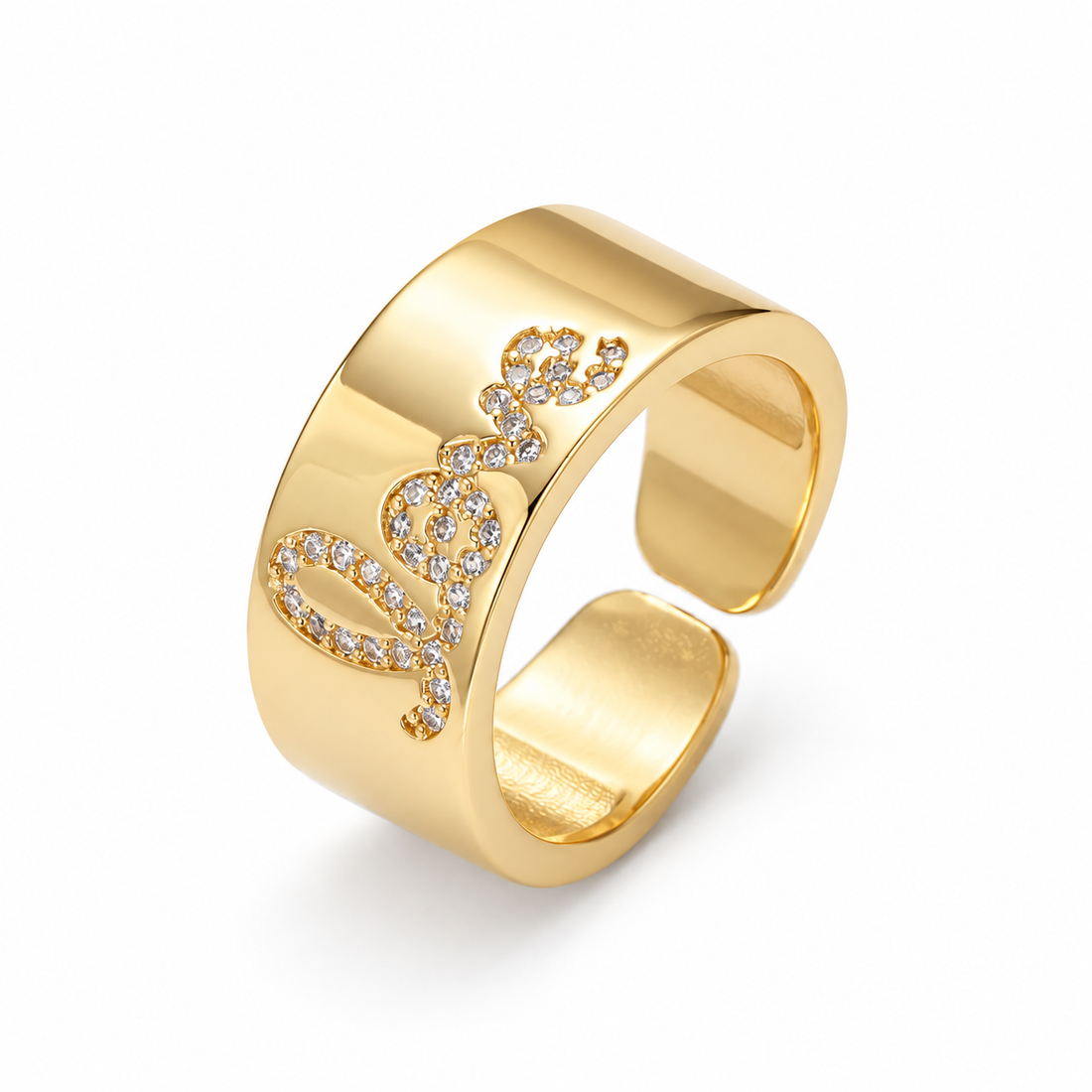 Love Cursive Pavé Ring studio photo