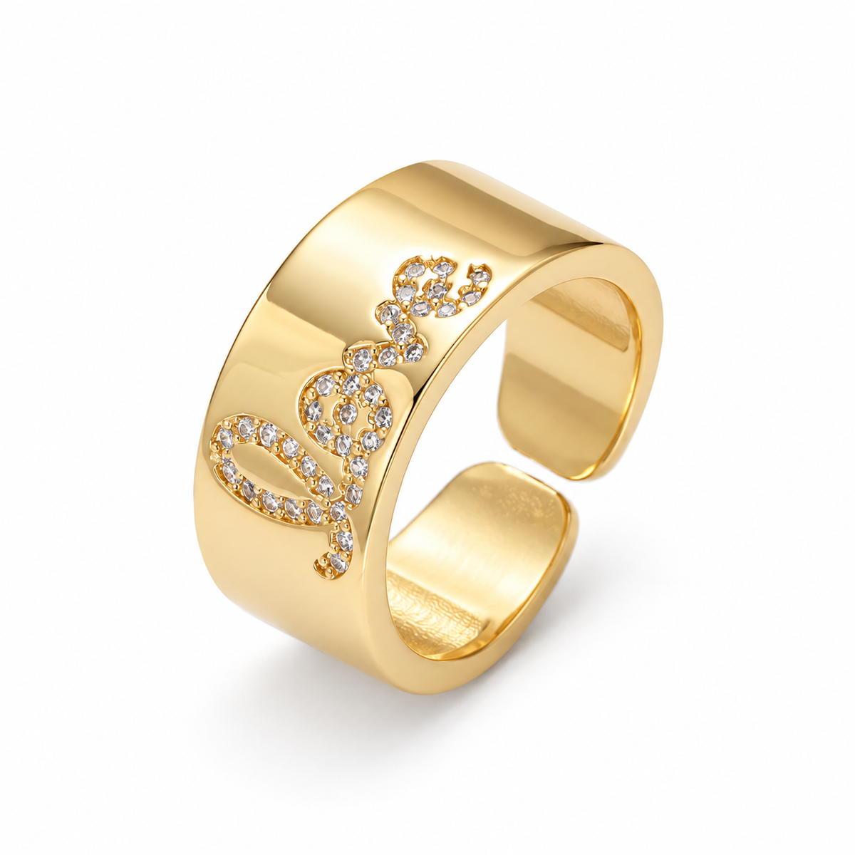 Love Cursive Pavé Ring studio photo