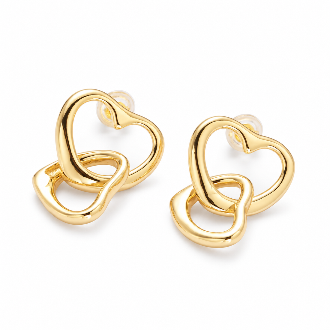 Locked in Love Gold Heart Studs studio photo