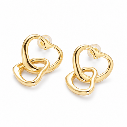 Locked in Love Gold Heart Studs studio photo
