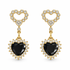 Black Pavé Heart Drop Earrings studio photo